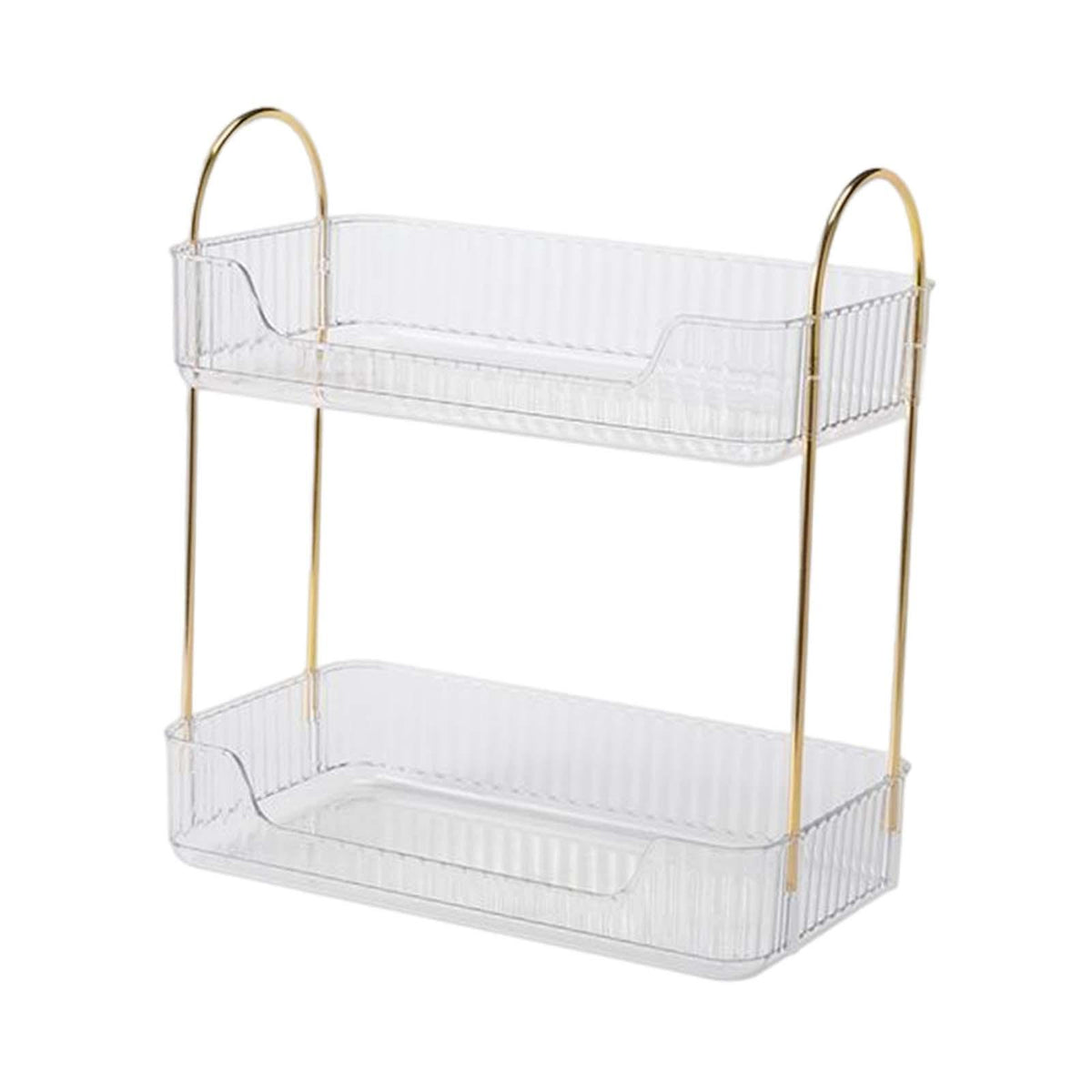 Maxbell Kitchen under Sink Standing Rack Vanity Counter Organizer Shelf for Lipstick 2 Tier Clear