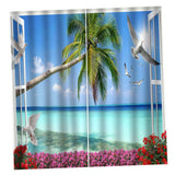 Max Maxb Digital Printed 3D Curtain Living Room Bedroom Drapes 2 Panel Seaside