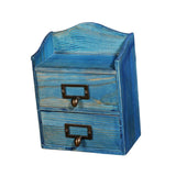 Maxbell Desktop Drawer Storage Box with 2 Drawers Makeup Shelf Rack for Workspace Blue