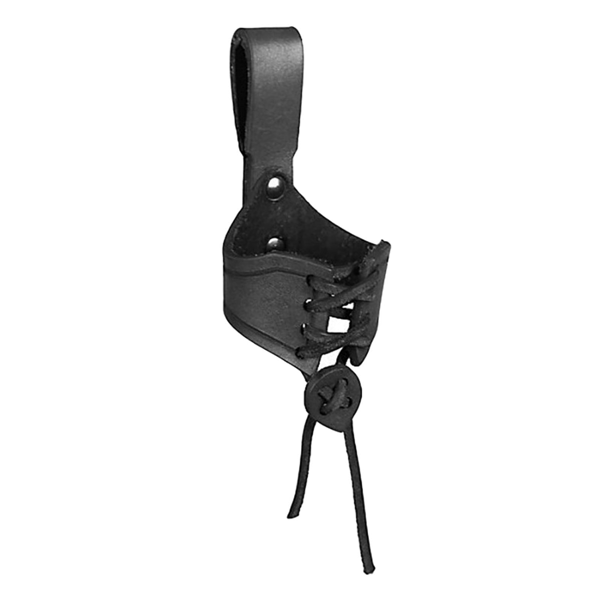 Maxbell Horn Shape Cup Mug Case Ox Horn Holster with Buckled Loop Tankard Hanger Black