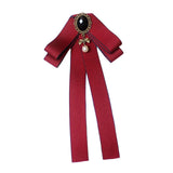 Maxbell Ribbon Bow Tie Brooch Neck Tie Cocktails Party Graduation Bowknot Brooch Pin Red