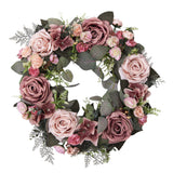 Maxbell 45cm Artificial Wreath Photography Props Garland for Living Room Home Door Dark Pink