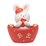 Maxbell Chinese Animal Rabbit Statue Figurine Sculpture Desktop Shaking Head Bunny 6.5x5x8.5cm Wealth