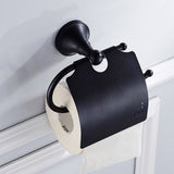 Maxbell Wall Mounted Brass Toilet Paper Holder With Cover Roll Tissue Rack Black