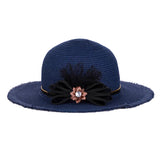 Max Women Floppy Visor Straw Weave Hat Wide Brim Beach Sun Protection Cap Blue