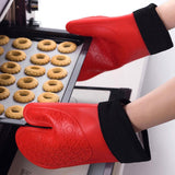 Max 1 Pc Silicone+Cotton Oven Mitts Heatproof Kitchen Baking Oven Gloves Red
