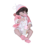 Max Lifelike 22" Full Silicone Reborn Doll Newborn Baby Girl Doll Pink Rompers