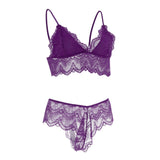 Maxbell Women Sexy Lace Bra Panty Thong Lingerie Set Sleepwear Purple XXL