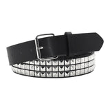 Maxbell Studded Leather Belt with Pin Buckle Square Bead Rivet Belt Women Belts Silver