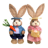 Maxbell Straw Bunny Figurine Easter Decoration for Farmhouse Desktop Holiday Gifts