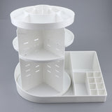 Maxbell Rotating Makeup Holder Organizer Adjustable Cosmetic Storage Box Case White