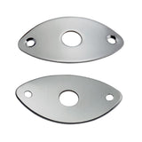 Maxbell 2 Pieces Metal Oval Curved Jack Plate for Electric Guitar Bass Parts Silver