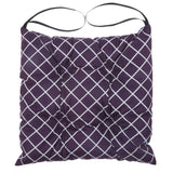Max Square Cotton Dining Chair Seat Cushion Pad with Ties Grid Purple-35cm