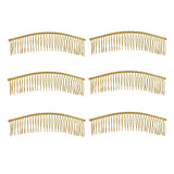 Maxbell 6Pieces Metal Hair Combs Clips Comb Slides 30 Teeth Hair Accessories Golden
