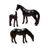 Maxbell 3Pcs Resin Small Horse Miniatures Figurines Micro Animal Statues for Desktop Black