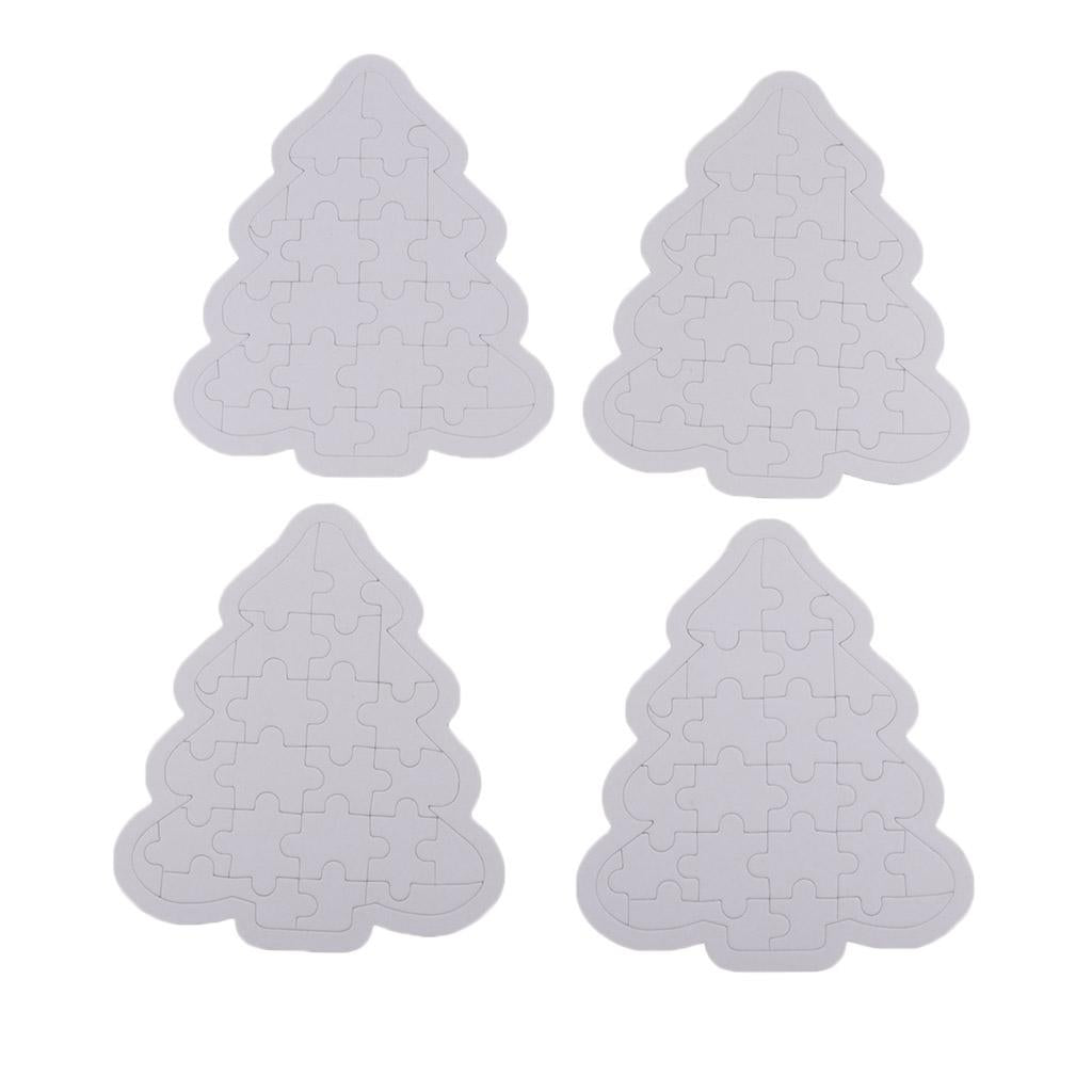 Maxbell 4Pc 3D Blank Paper Jigsaw Puzzle DIY Kids Creative Painting Crafts big tree