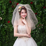 Max Wedding Bridal Veil+Comb 2/3/4 Ply Champagne Spray Gold + Black Mesh-4 Ply