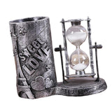 Maxbell Hourglass Decoration Novelty Pen Holder for Living Room Party Anniversary Argent