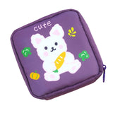 Maxbell Cartoon Sanitary Napkin Storage Bag Reusable Zippered Portable for Women Rabbit