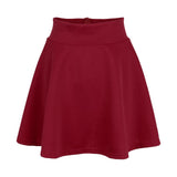 Maxbell Womens High Waist Short A-line Skirt High Elastic Slim Pleated Skirt S Burgundy