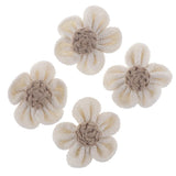 Maxbell 4pcs handmade Burlap Flowers for DIY Craft Making Wedding Decoration White