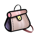 Maxbell Cartoon 2D Drawing Handbag Casual Portable Shoulder Bag for Women Female pink