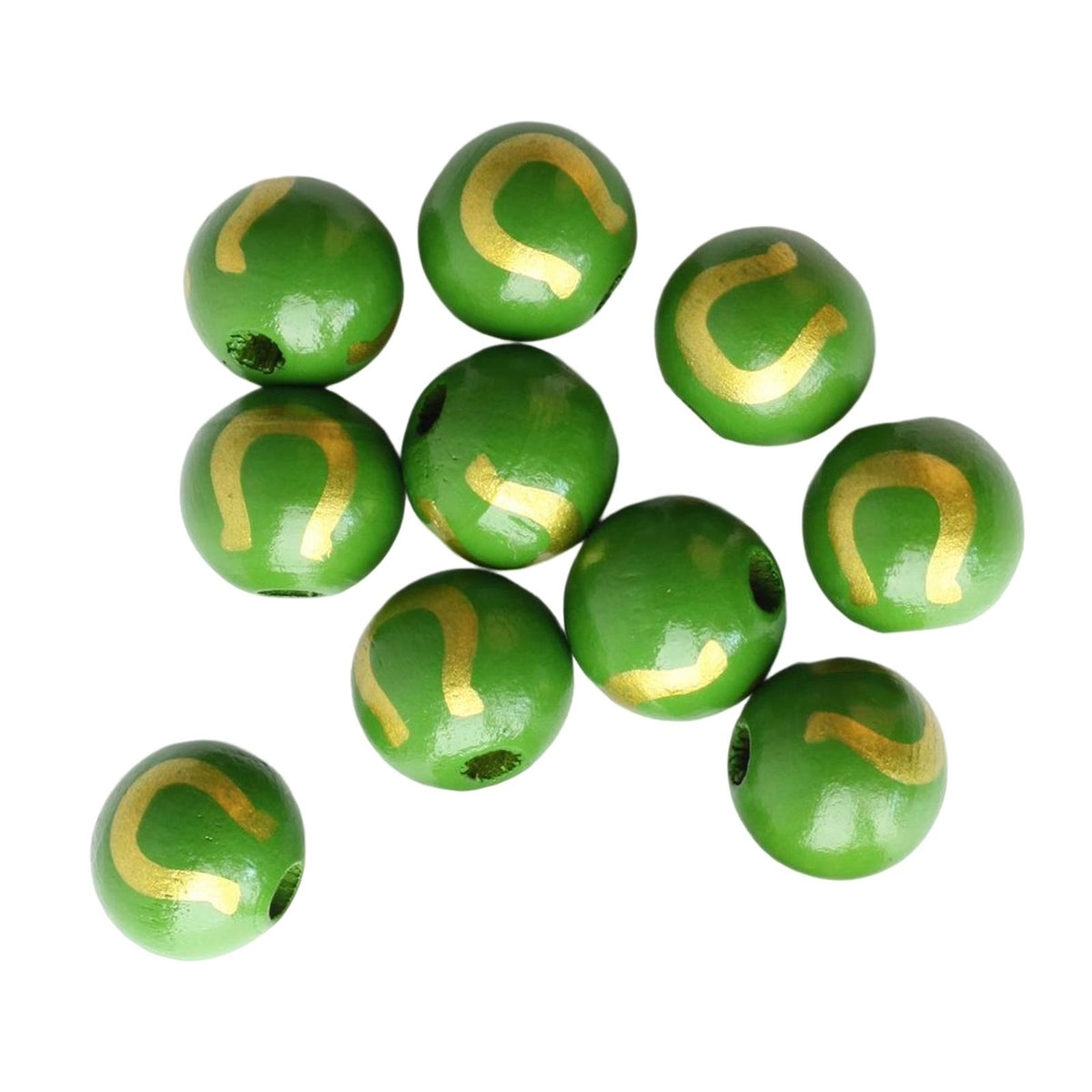 Maxbell 10x Round Beads 16mm Loose Wooden Bead Handmade Pattern Bracelet Art