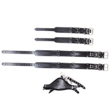 Maxbell Leather Neck Leg Restraint System Handcuff Ankle Cuff Body Harness Unisex