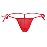 Maxbell Women's Bandage Sheer Solid G-string Briefs Panties T-back Underwear Red