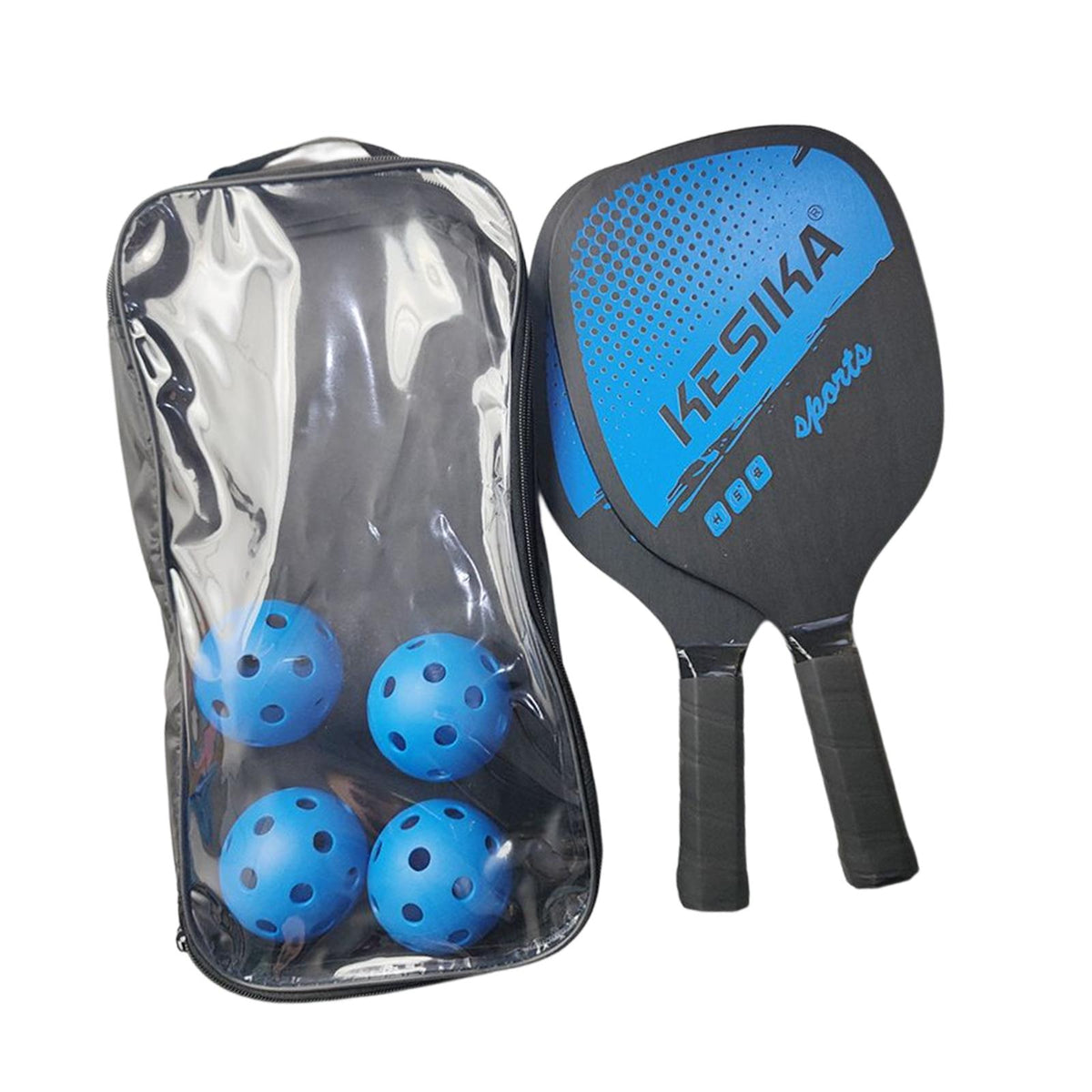 Maxbell Pickleball Paddles Set Rackets Wood with 4 Balls Carry Bag for Adults Women Blue