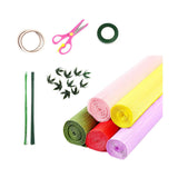 Maxbell Crepe Paper Flower DIY Kits with Floral Stem Wire Gift Wrapping Party Favor Style A