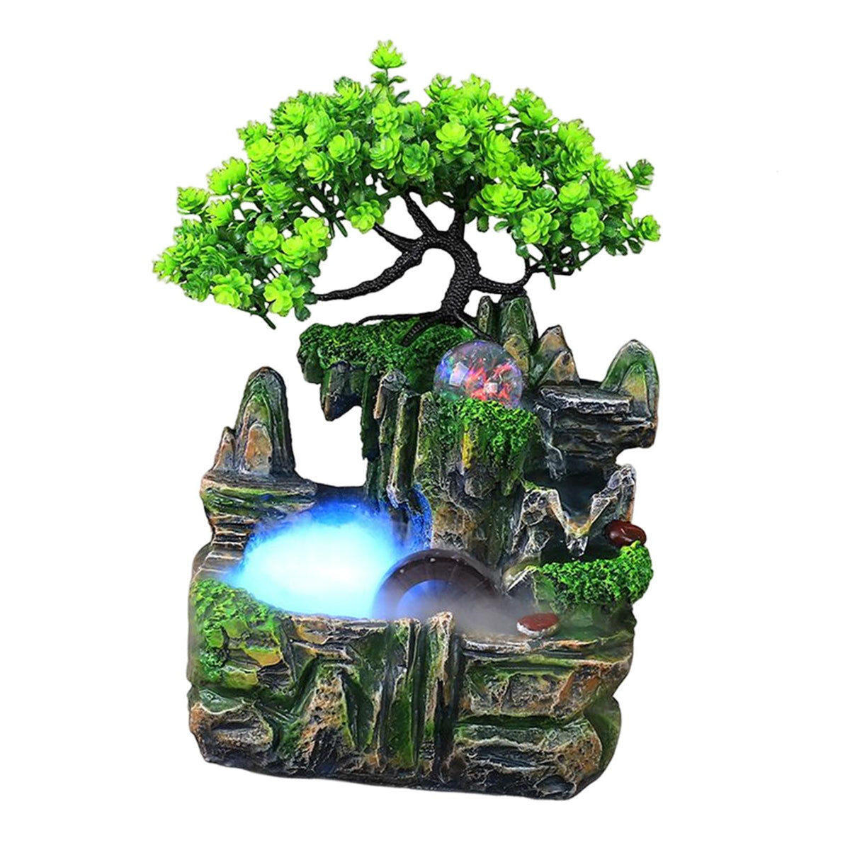 Maxbell Electric Tabletop Water Fountain Rolling Ball Water Sound with Lights Decor with Mist