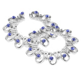Maxbell 1 Pair Hollow Rhinestone Stainless Steel Floral Clip On Mamilo Ring Blue