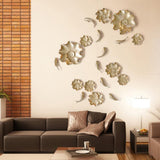 Maxbell Resin Wall Decoration Ornament for Home Background Decor Golden Lotus Leaf M