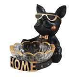 Maxbell Dog Statue Figurine Storage Box Sculpture for Living Room Decor Black