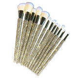 Maxbell 12 Pieces Makeup Brushes Set Diamond-Studded Loose Brush Gifts for Mom Golden