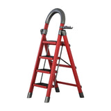 Maxbell Steel Folding Ladder Stepladder Non Slip for Indoor Outdoor Kitchen Adults Red 4 Step