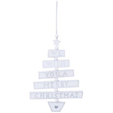 Max Merry Christmas Tree Shape Wooden Pendant Hanging Christmas Ornament White