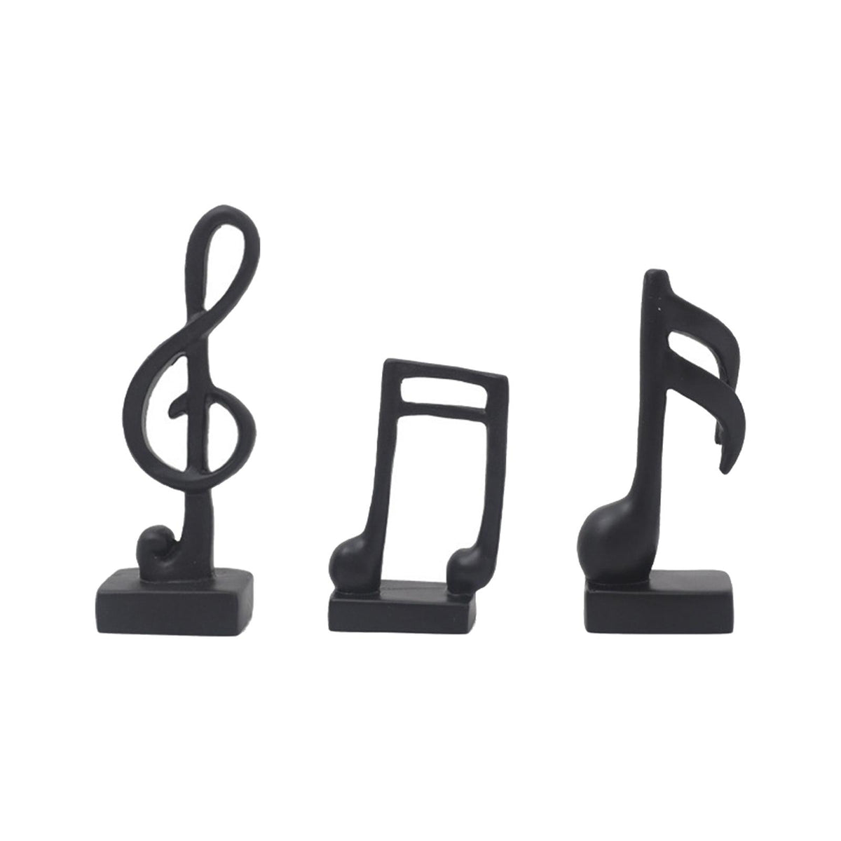 Maxbell 3Pcs Creative Music Symbol Ornament Resin Sculpture for Office Souvenirs Black
