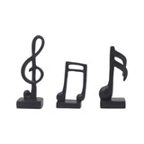 Maxbell 3Pcs Creative Music Symbol Ornament Resin Sculpture for Office Souvenirs Black