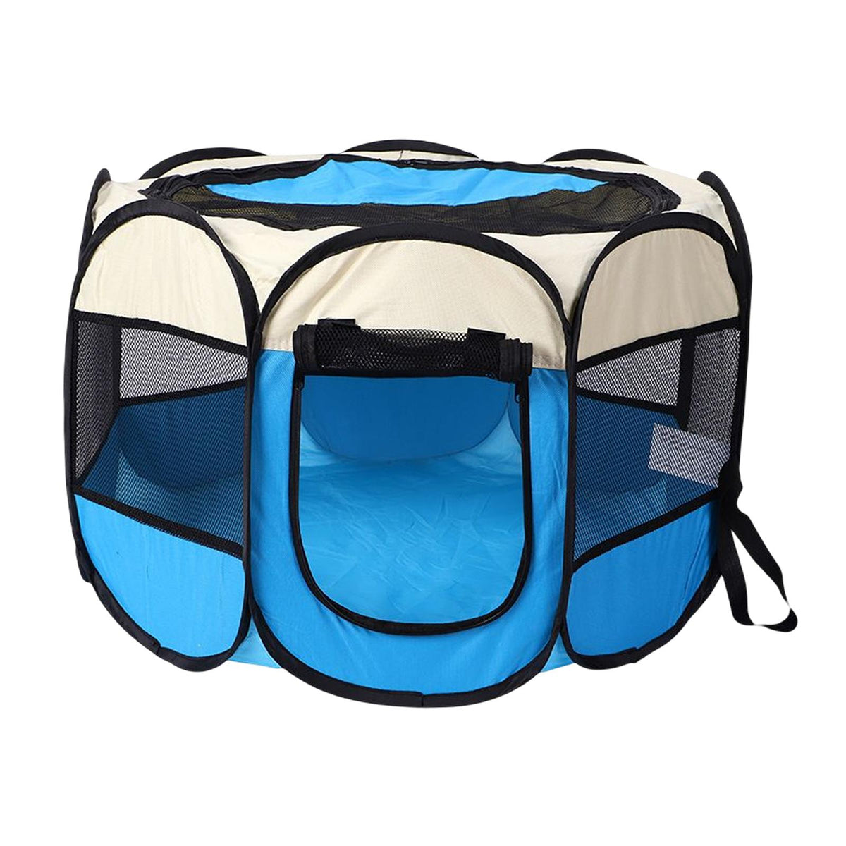 Maxbell Maxbell Foldable Portable Pet Playpen Octagonal Zippered Top for Puppy Kitten Cat Blue Large