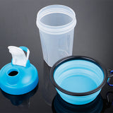 Maxbell Portable 2 in 1 Dog Mug and Food Container with Collapsible Dog Bowl  blue