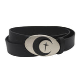 Maxbell PU Leather Belt Waist Band Fashion Belt Punk Metal Buckle for Men and Women Black