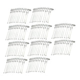 Maxbell 10pcs DIY Blank Metal Hair Clips Side Comb 12 Teeth Hair Accessories White K
