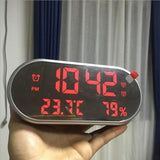 Max Maxb LED Alarm Clock Calendar Digital Thermometer Hygrometer Clock Grey-Red light