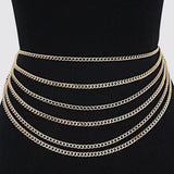 Max Multi-layer Link Waist Bikini Belly Chain Hip Chain Beach Body Jewelry Gold