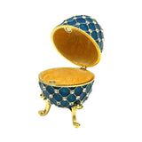 Maxbell Retro Style Egg Trinket Box Decoration Girls Women for Easter New Year Blue