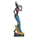 Maxbell African Sculpture Tribal Lady Figure Dolls Ornaments for Desktop Decorations silver