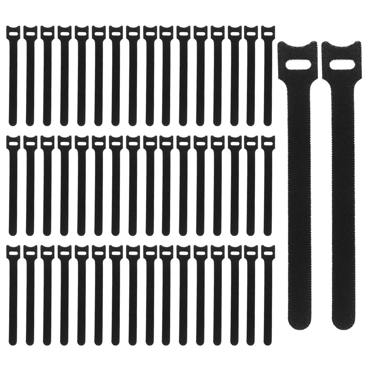 Maxbell 50 Pieces Releasable Cable Ties Removable Heavy Duty Fastening Hook and Loop black