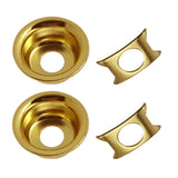 Max 2 Pieces Round Metal Jack Plate Socket Cover Head Cap for Guitar Gold